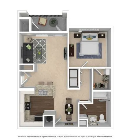 one bed one bath 821 square foot floor plan