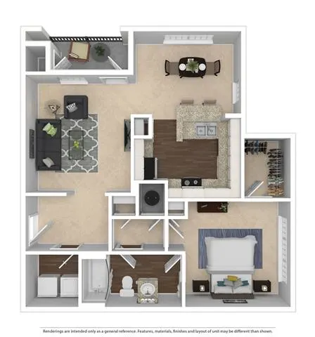 one bed one bath 907 square foot floor plan