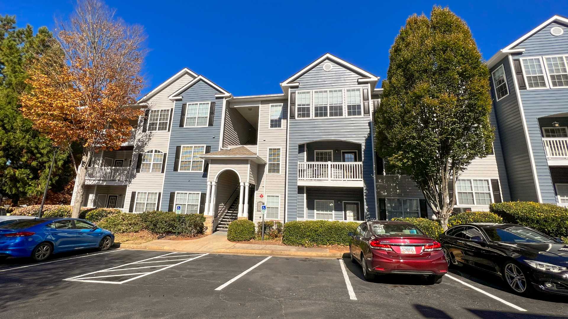 exterior view of private balconies