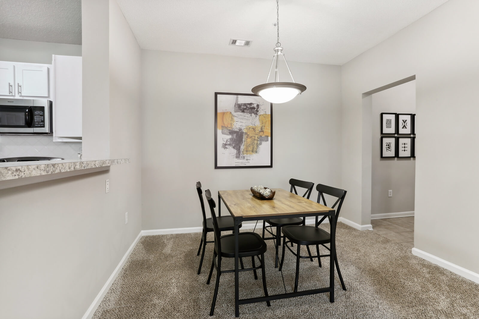 model dining room with ample lighting